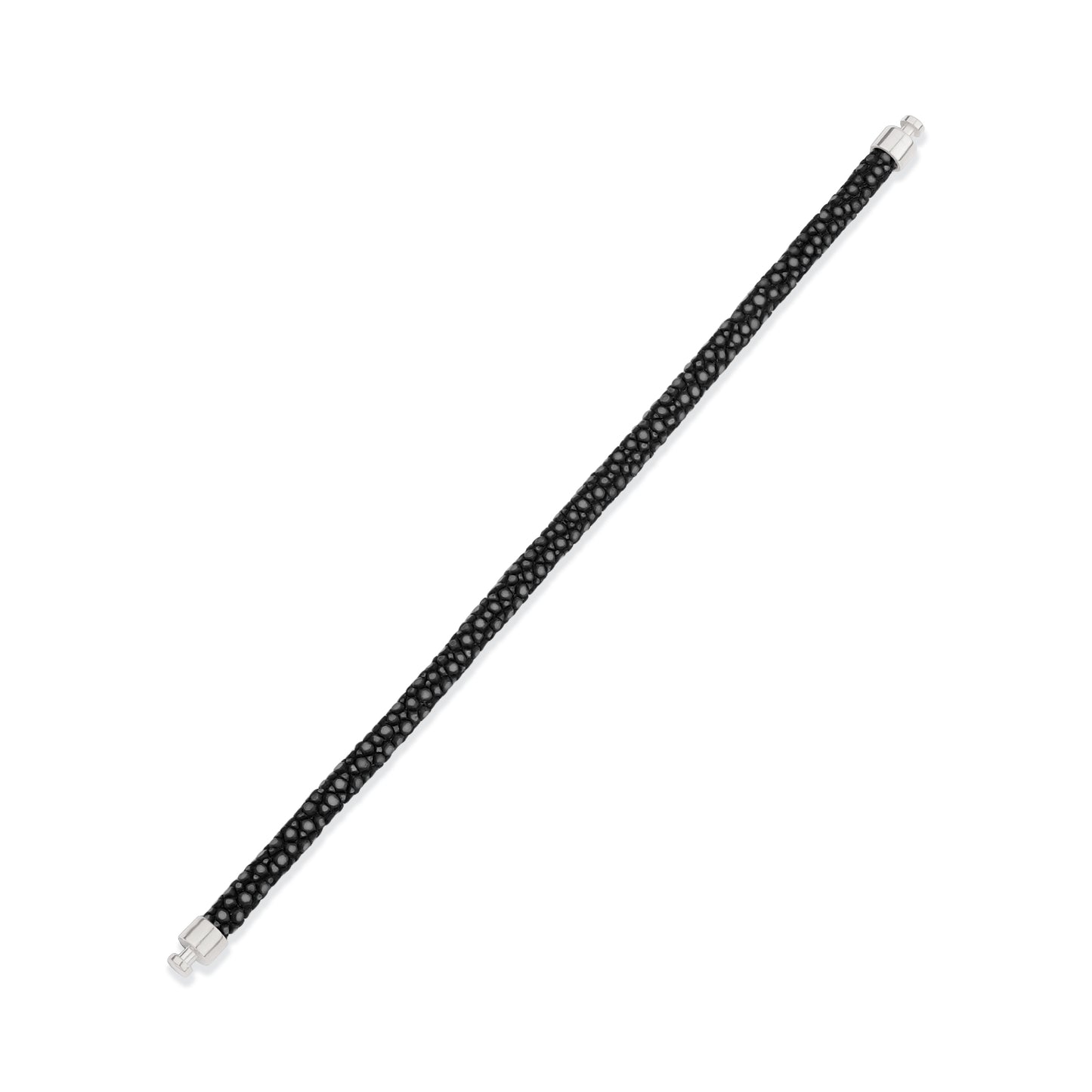 Regalia 4mm Black Stingray Leather Strap 925 Silver Link