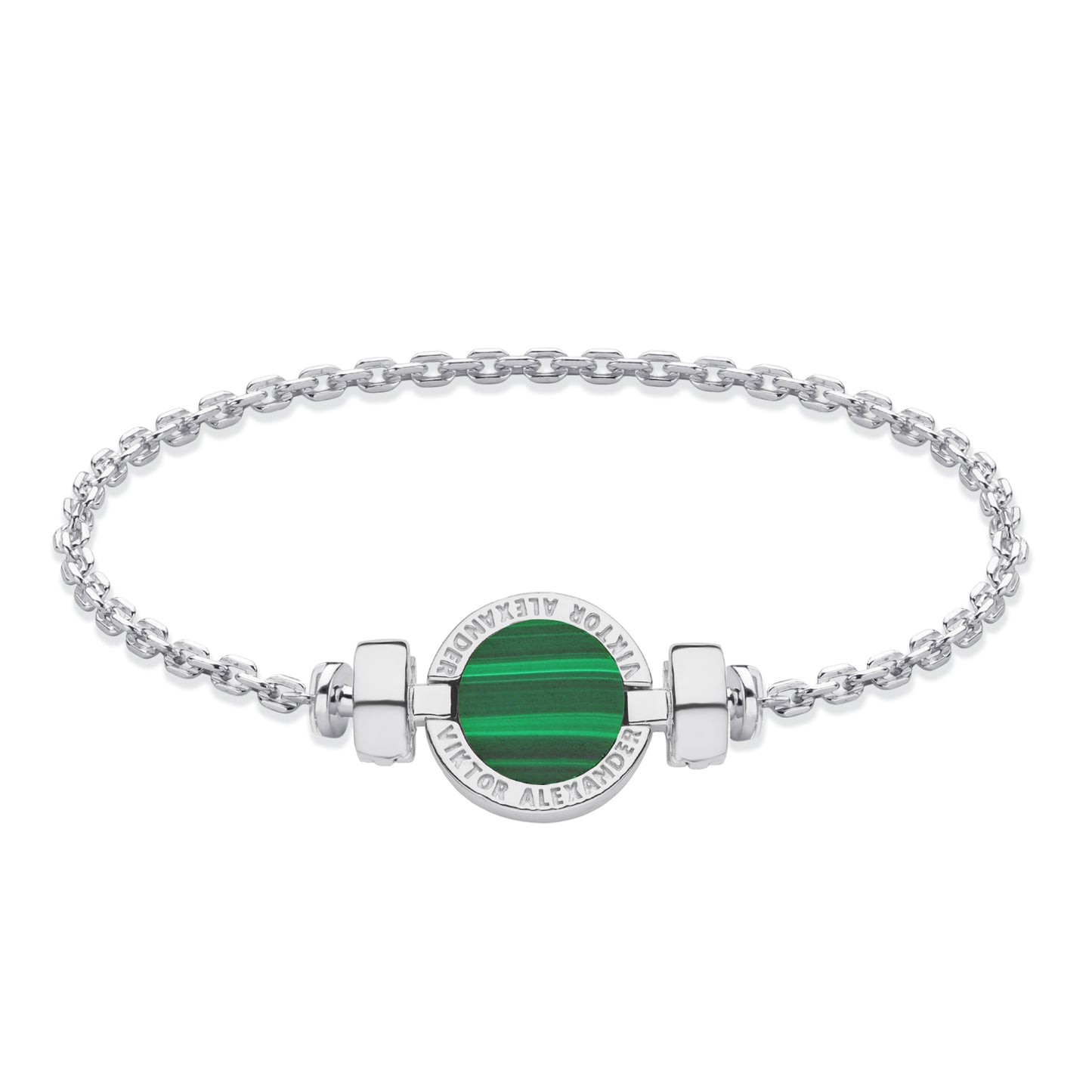 1889 Malachite 925 Silver Chain Link Bracelet