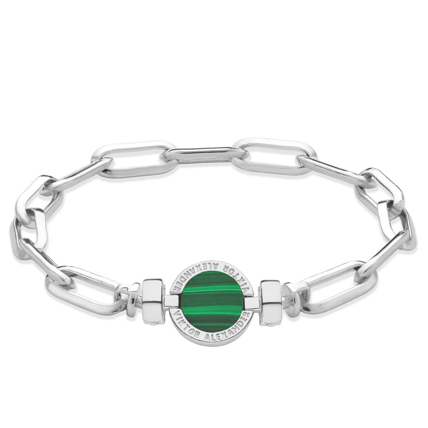 1889 Malachite 925 Silver Chain Link Bracelet