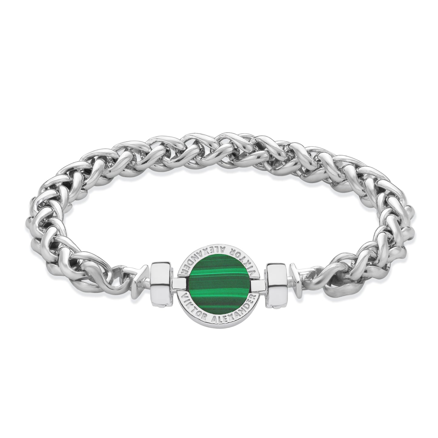 1889 Malachite 925 Silver Chain Link Bracelet