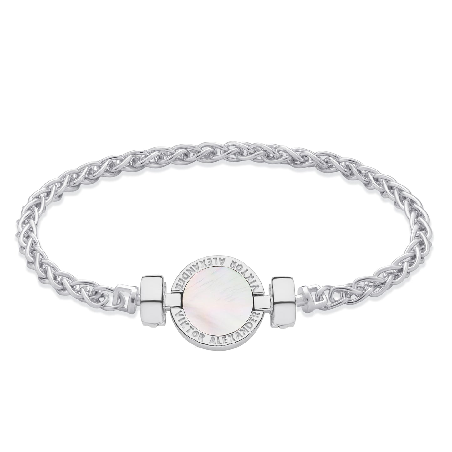 1889 Mother of Pearl 925 Silver Chain Link Bracelet