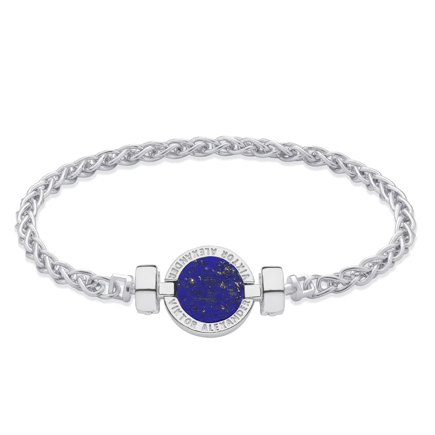 1889 Lapis Lazuli 925 Silver Chain Link Bracelet