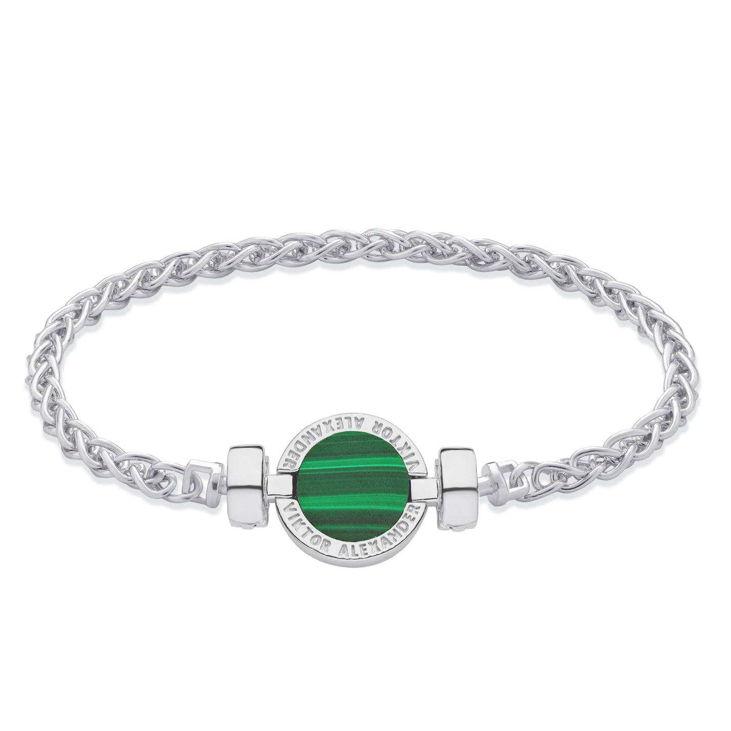 1889 Malachite 925 Silver Chain Link Bracelet