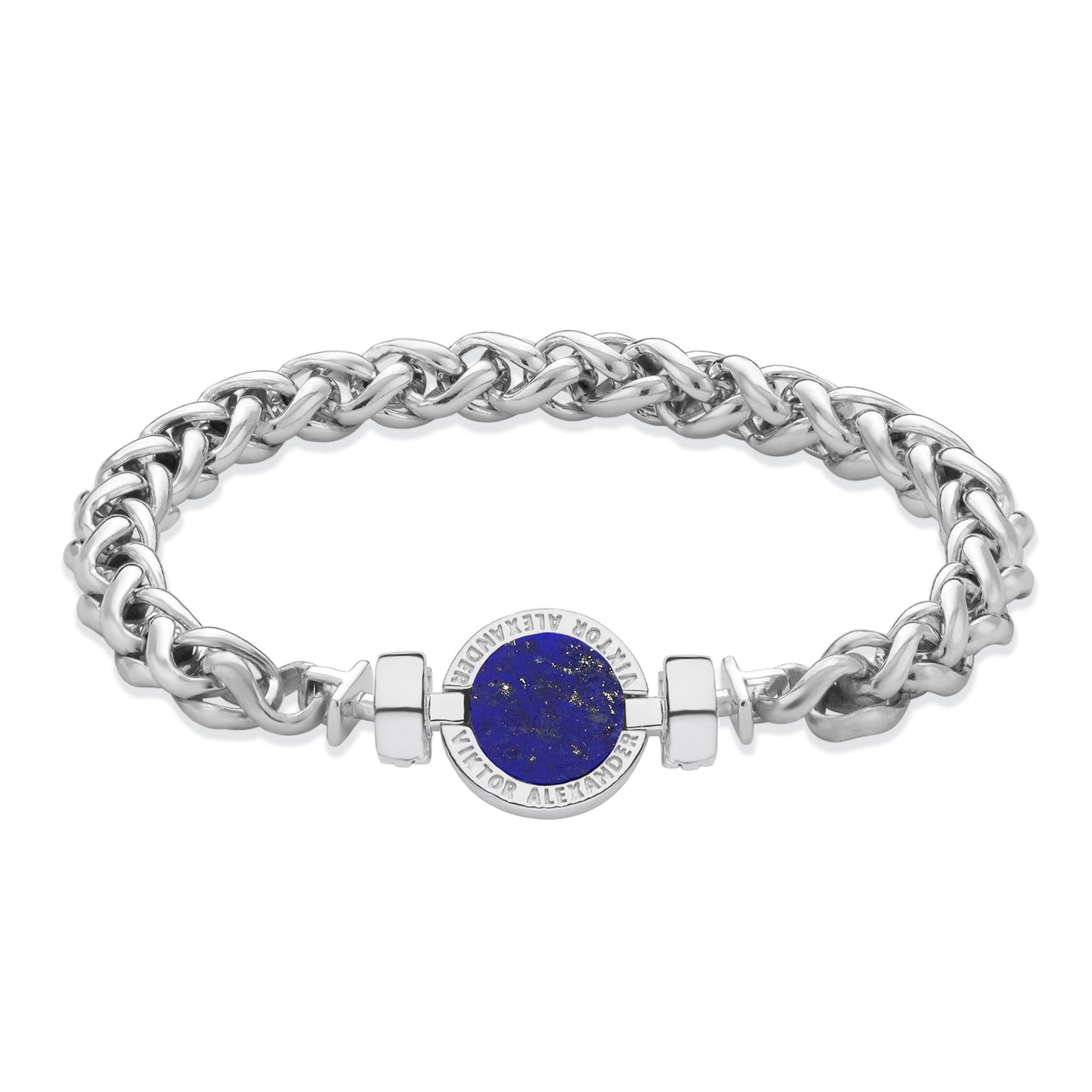 1889 Lapis Lazuli 925 Silver Chain Link Bracelet