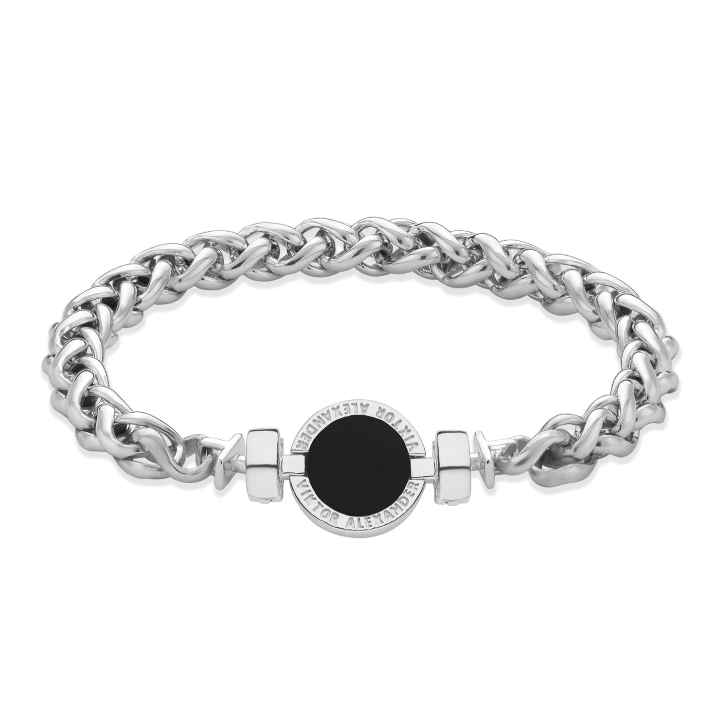 1889 Black Spinel 925 Silver Chain Link Bracelet