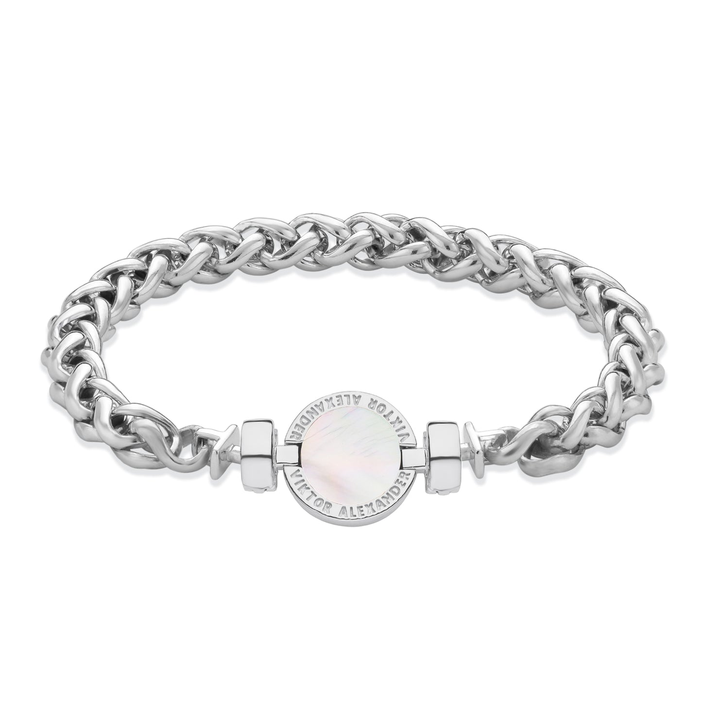 1889 Mother of Pearl 925 Silver Chain Link Bracelet