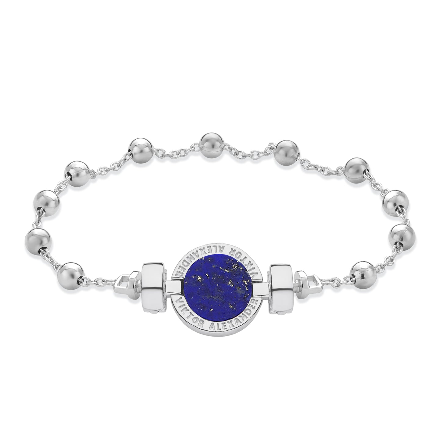 1889 Lapis Lazuli 925 Silver Chain Link Bracelet