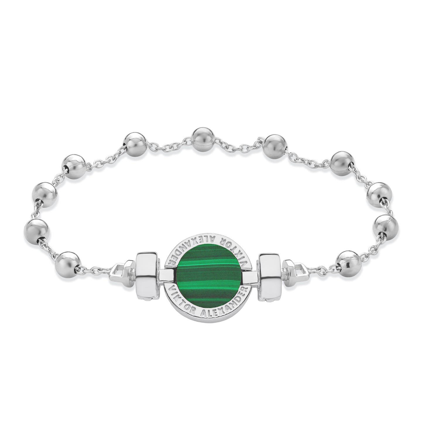 1889 Malachite 925 Silver Chain Link Bracelet