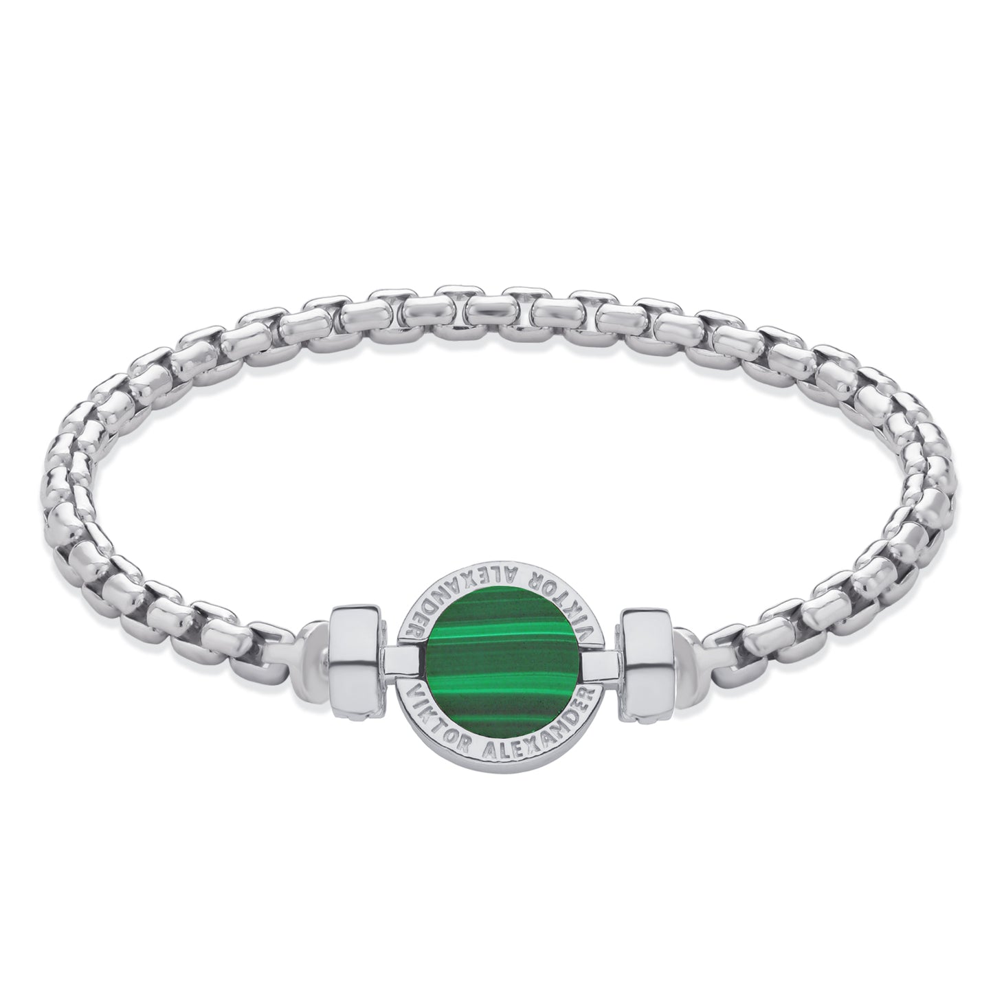 1889 Malachite 925 Silver Chain Link Bracelet