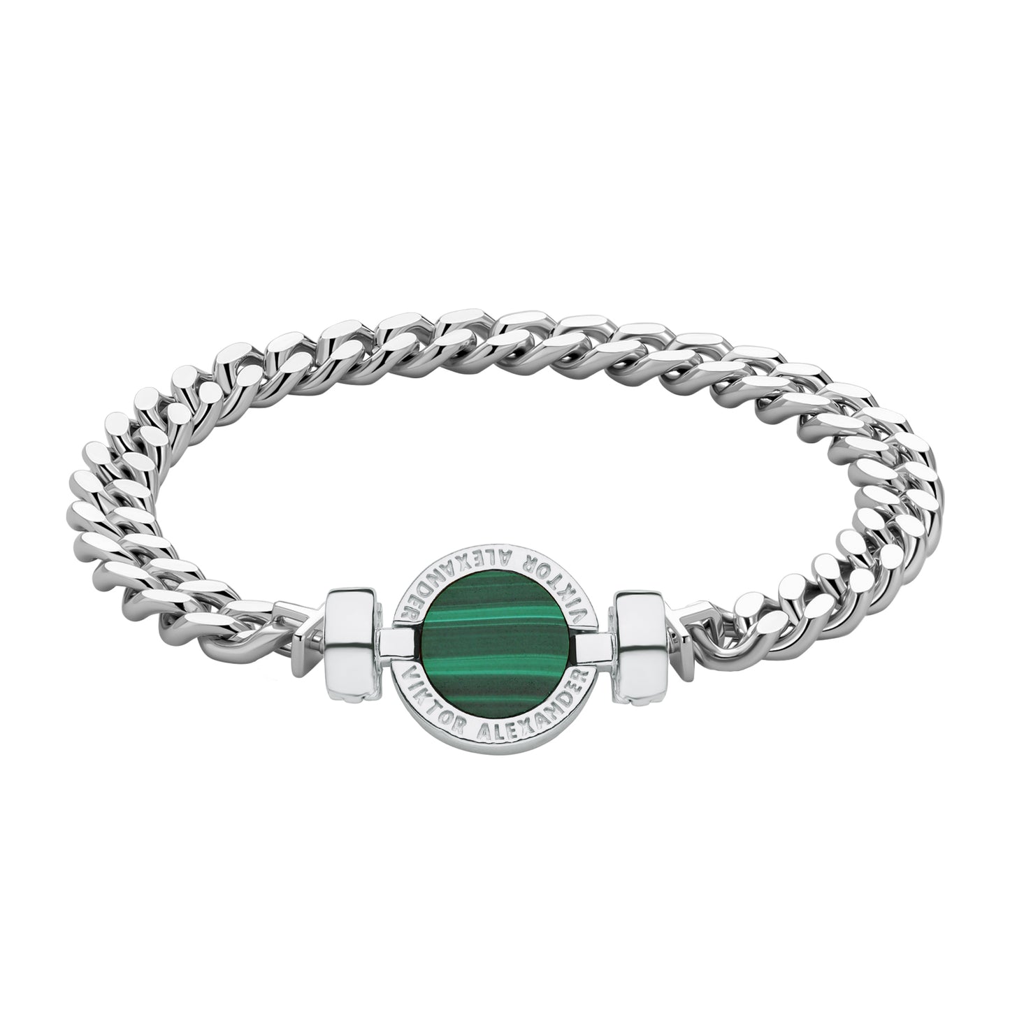 1889 Malachite 925 Silver Chain Link Bracelet