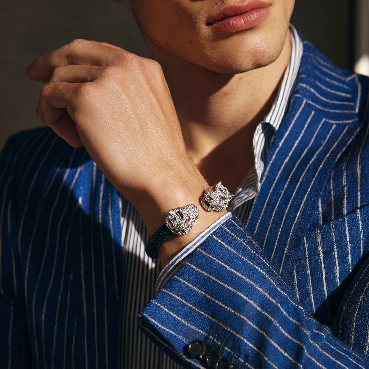 Imperial Tiger 925 White Sapphire & Ruby Stingray Bracelet