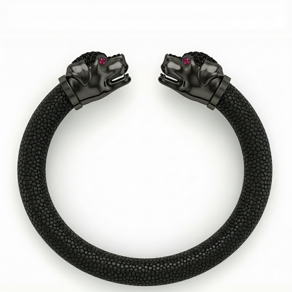 Canis 925 Black Spinel & Ruby Stingray Bracelet