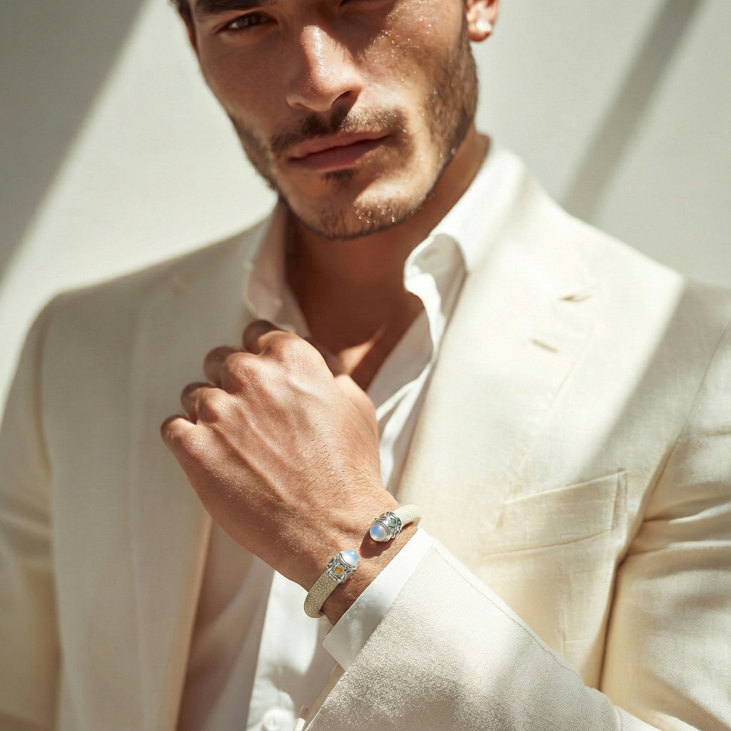 Alix 925 Moonstone & Fancy Sapphire Stingray Bangle