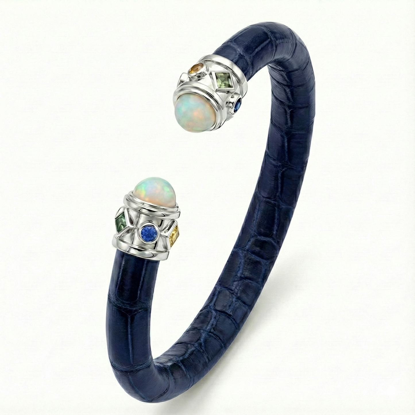 Alix 925 Ethiopian Opal & Fancy Sapphire Stingray Bangle