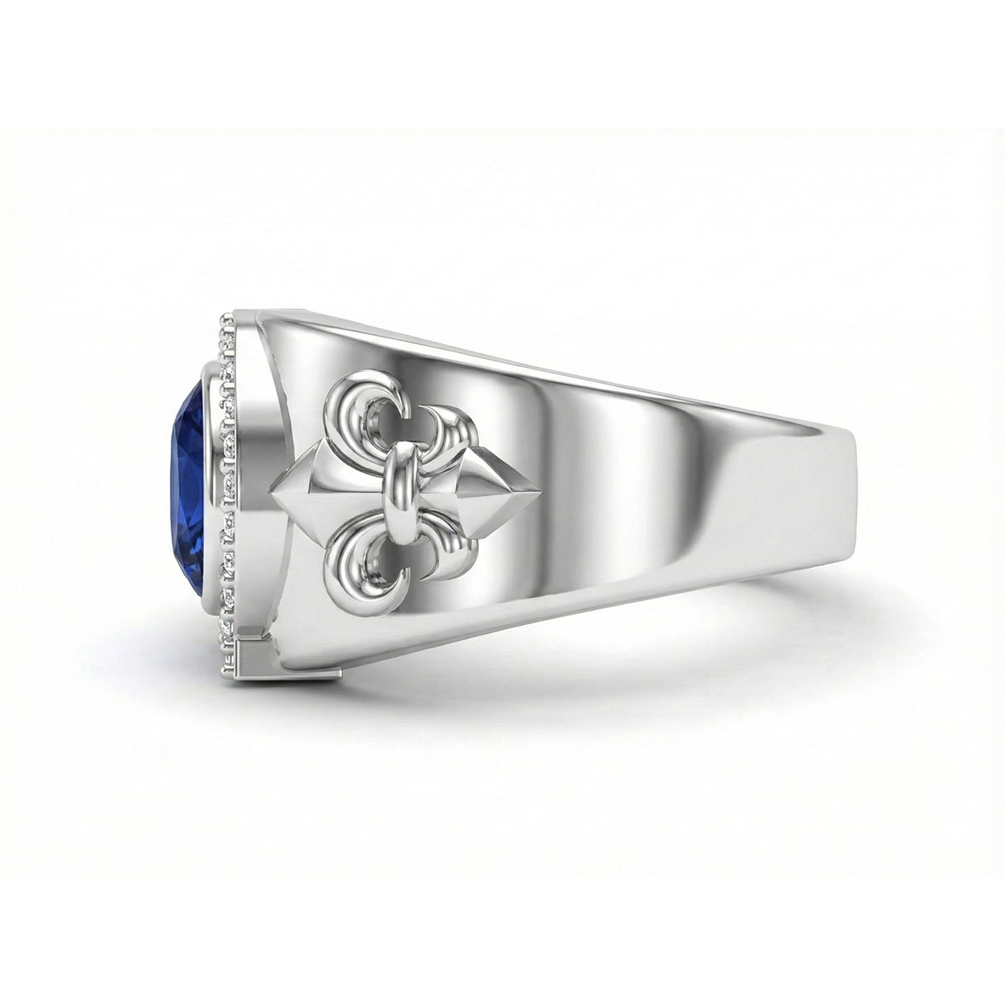 FDL12 Platinum Oval Blue Sapphire PT950 Men’s Ring