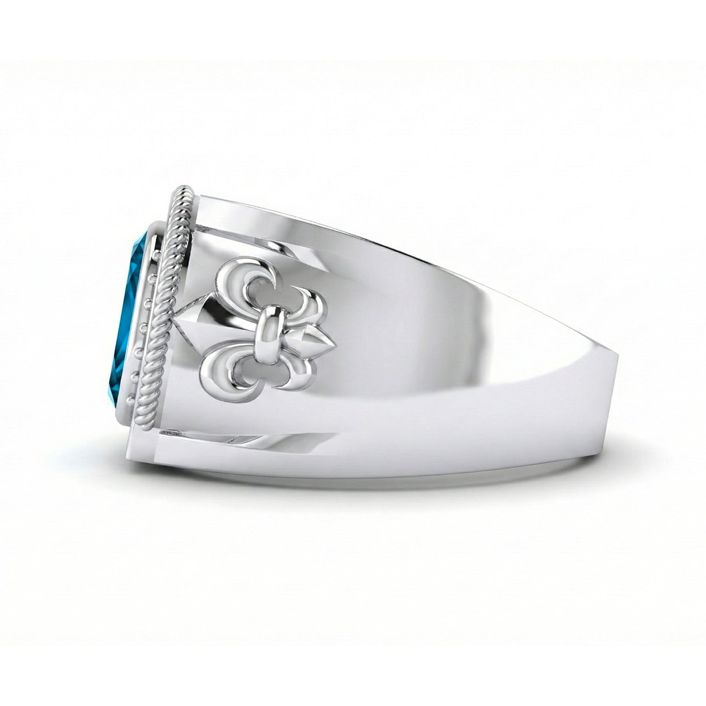 FDL02 Platinum Blue Zircon PT950 Men’s Ring