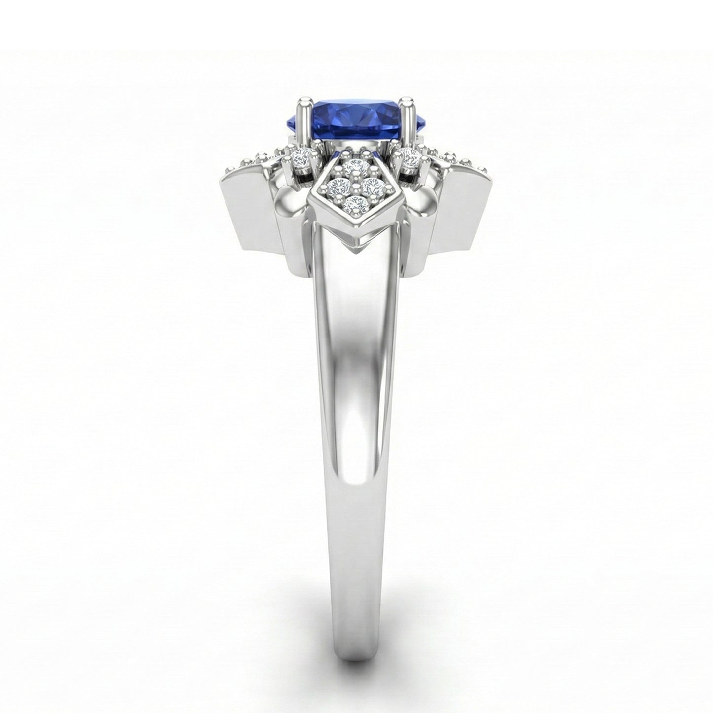 FDF06 Platinum Round Blue Sapphire PT950 Unisex Ring
