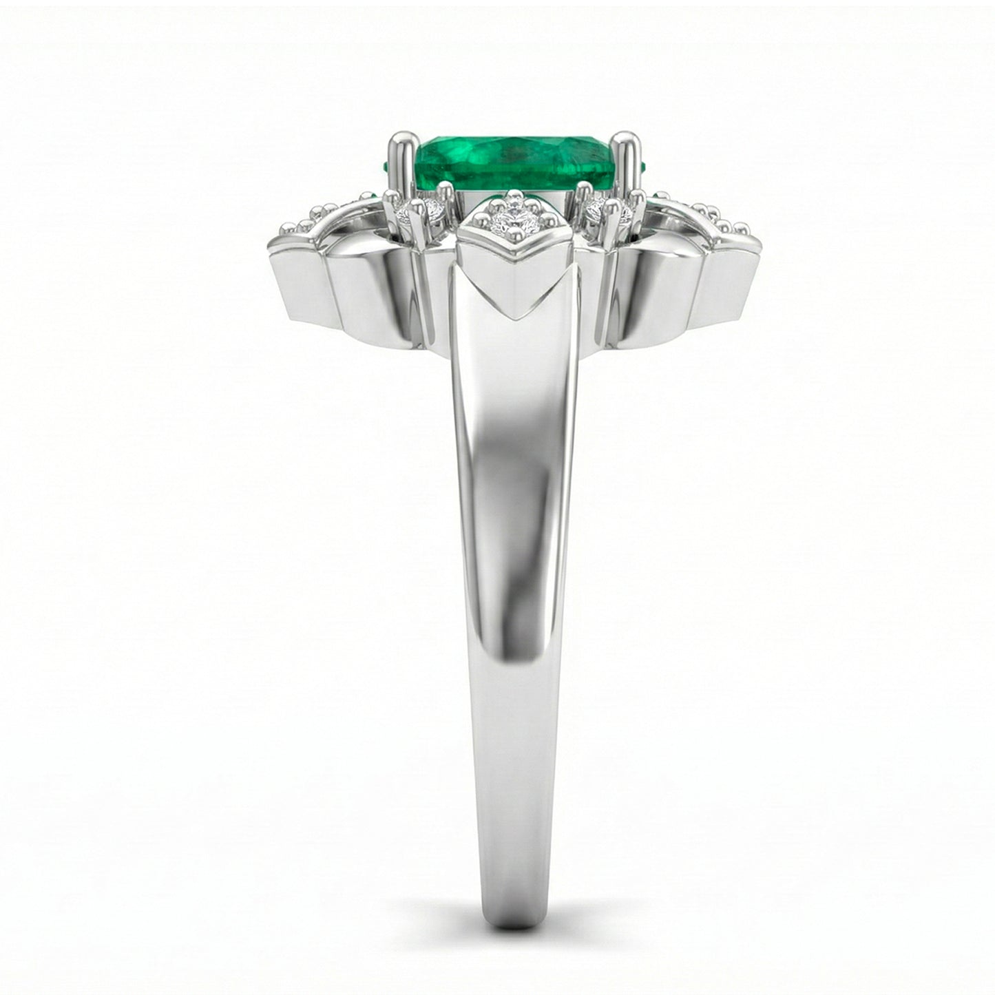 FDF06 Platinum Oval Emerald PT950 Unisex Ring