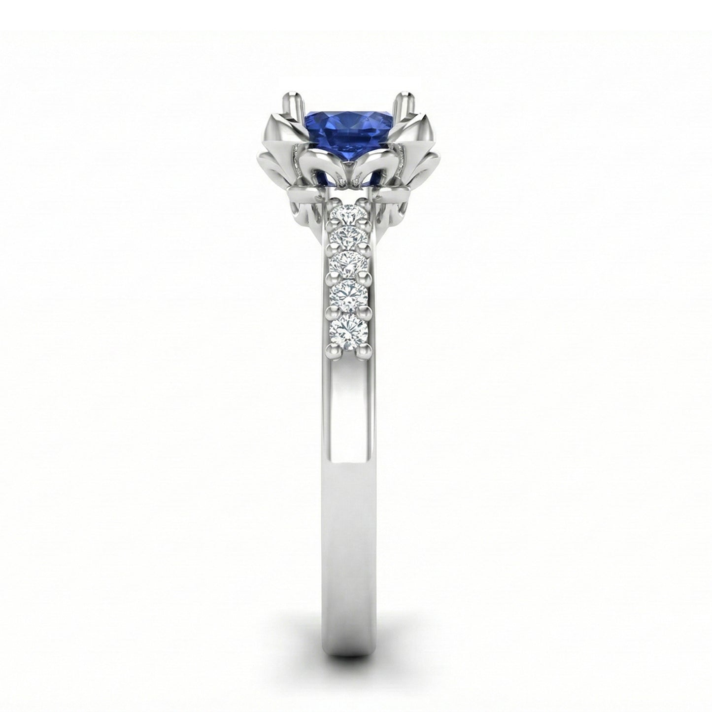 FDF07 Platinum Round Blue Sapphire PT950 Ladies Ring
