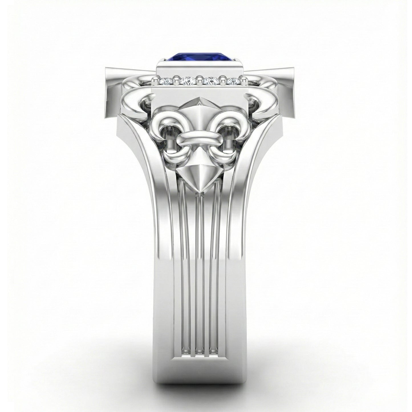 FDL05 Platinum Square Blue Sapphire PT950 Men’s Ring