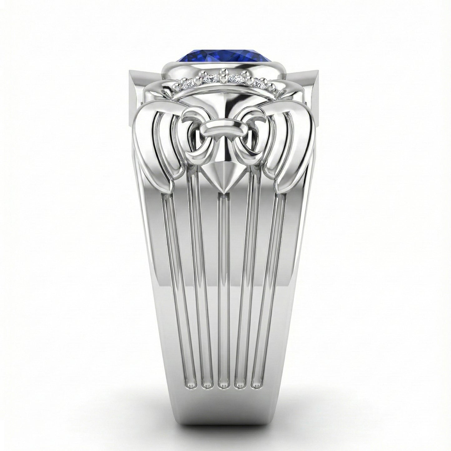 FDL04 Platinum Oval Blue Sapphire PT950 Men’s Ring