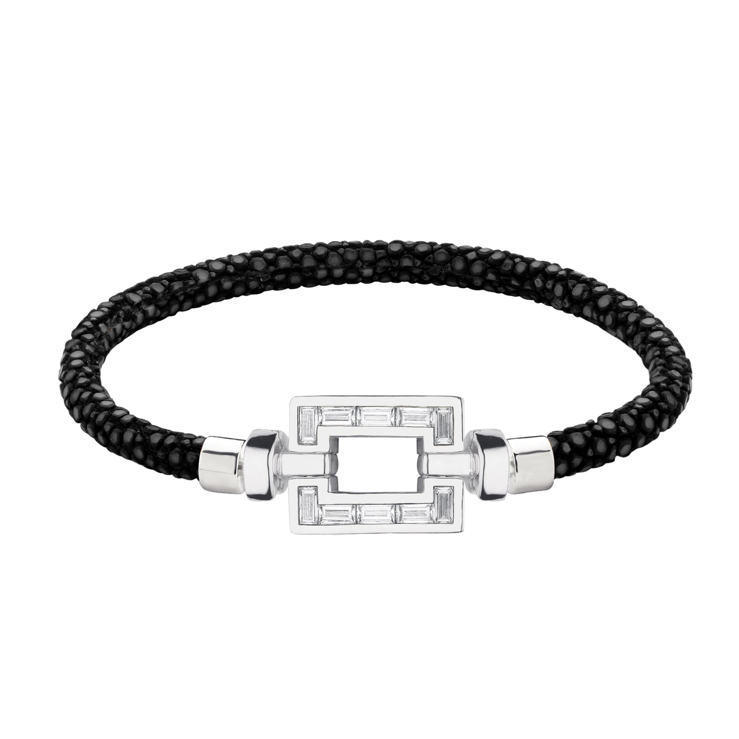 Regalia Platinum Gold Opus XL Baguette Diamonds Galuchat Bracelet