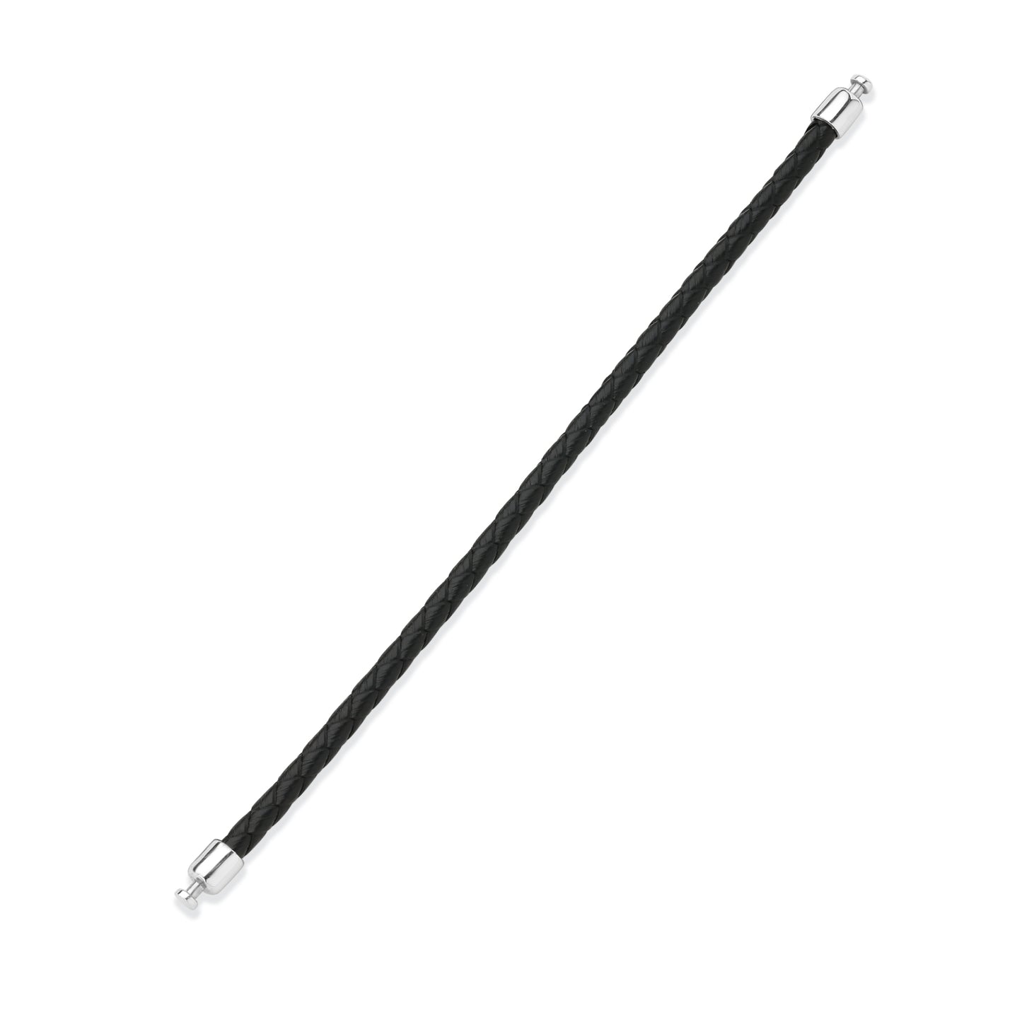Regalia 4mm Black Calf Leather Strap 925 Silver Link