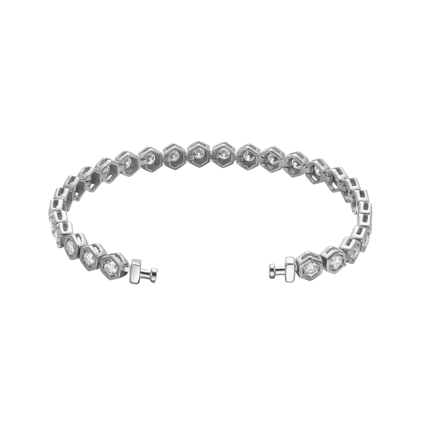 Regalia Platinum PT950 Hexagon Pave Diamond Eternity Bracelet