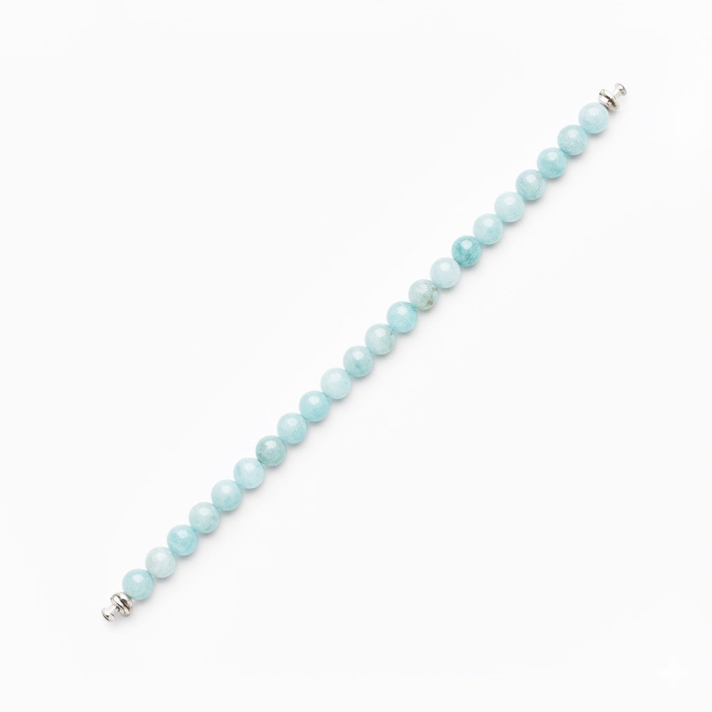 Regalia 6mm Aquamarine Bead Bracelet 925 Silver Link