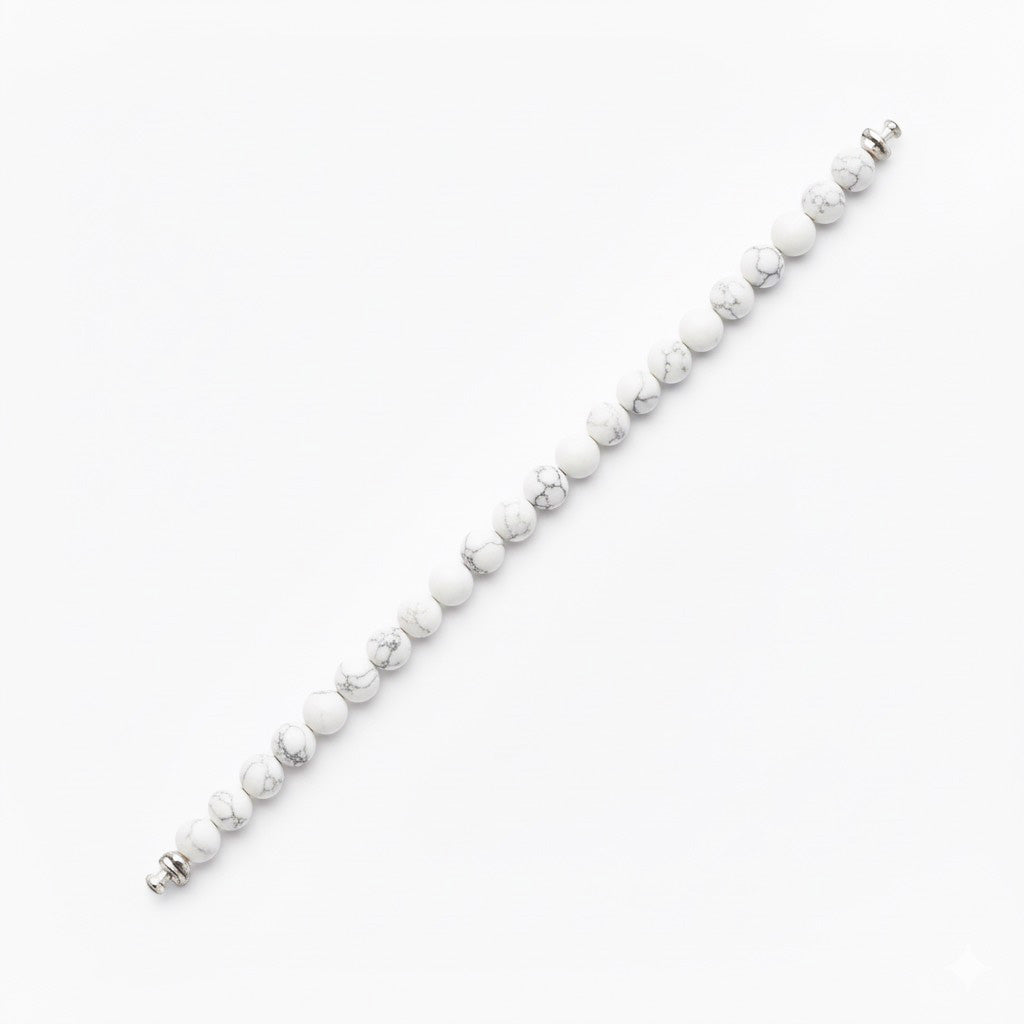 Regalia 6mm Howlite Bead Bracelet 925 Silver Link