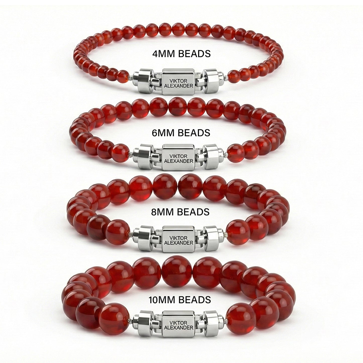 Regalia S 925 Silver with 3 Sizes of Carnelian Oroboro Bracelet