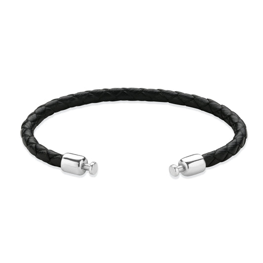 Regalia 4mm Black Calf Leather Strap 925 Silver Link