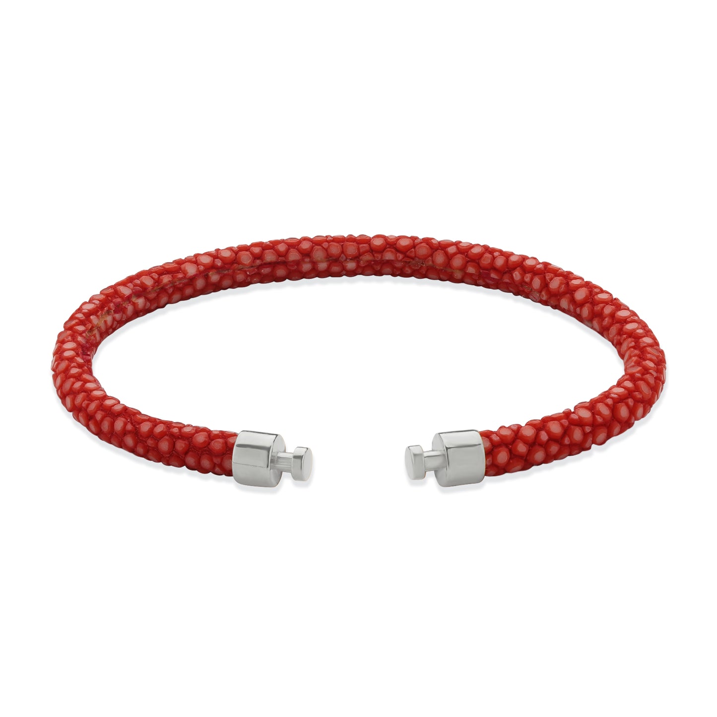 Regalia 4mm Red Stingray Leather Strap 925 Silver Link