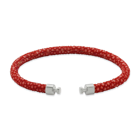 Regalia 4mm Red Stingray Leather Strap 925 Silver Link