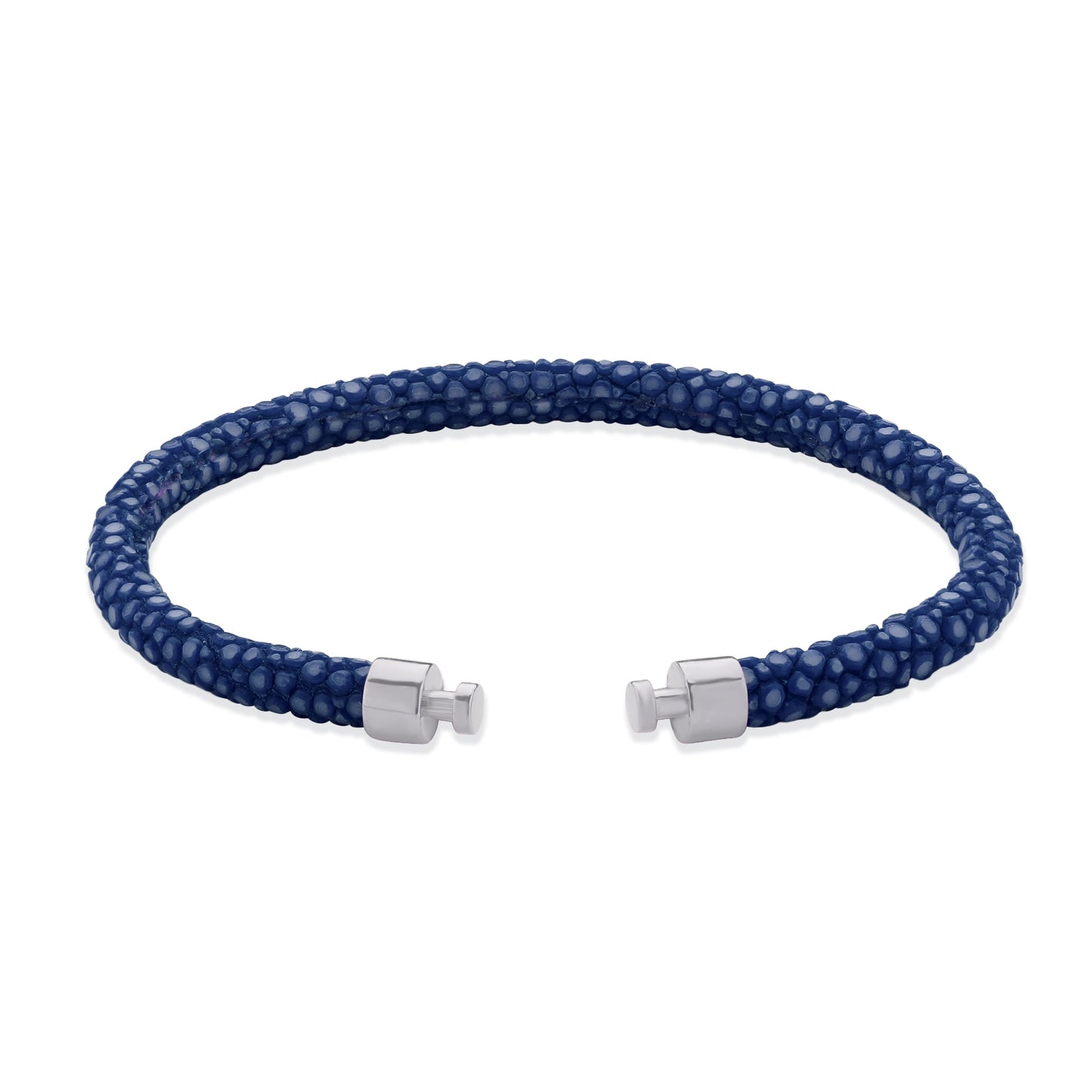 Regalia 4mm Royal Blue Stingray Leather Strap 925 Silver Link