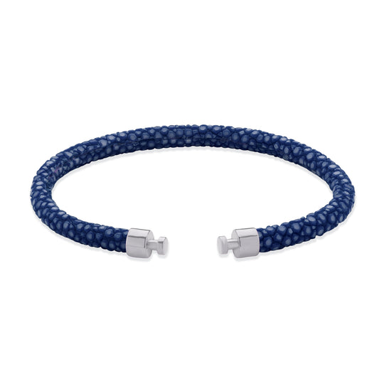 Regalia 4mm Royal Blue Stingray Leather Strap 925 Silver Link