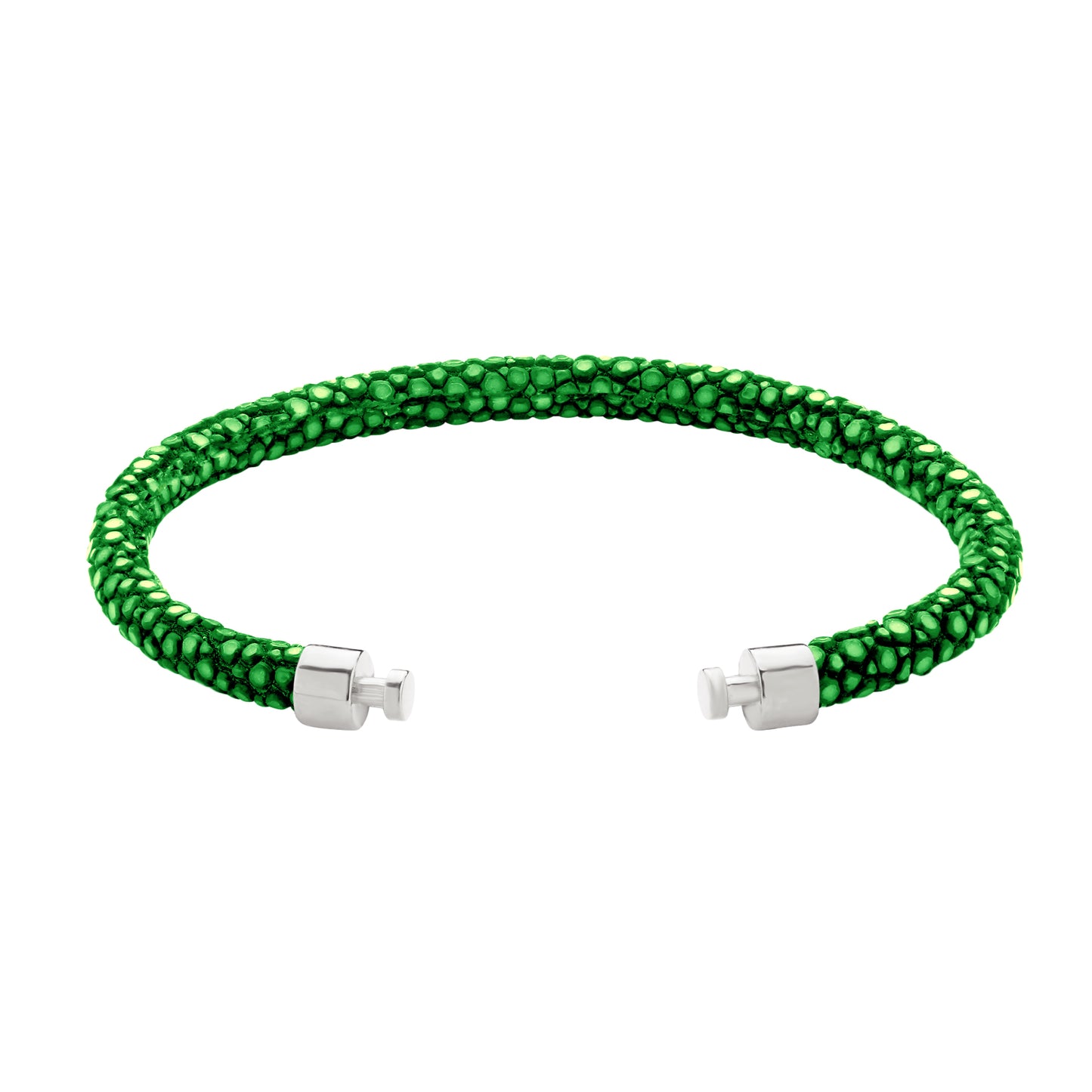Regalia 4mm Jade Green Stingray Leather Strap 925 Silver Link