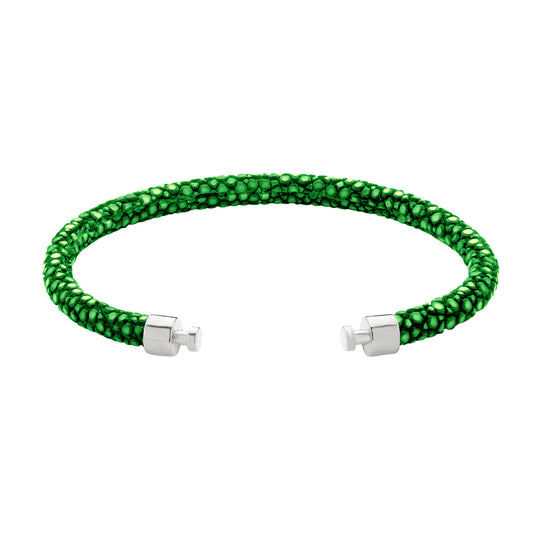 Regalia 4mm Jade Green Stingray Leather Strap 925 Silver Link