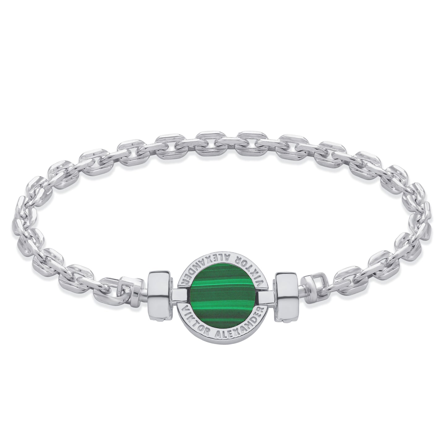 1889 Malachite 925 Silver Chain Link Bracelet