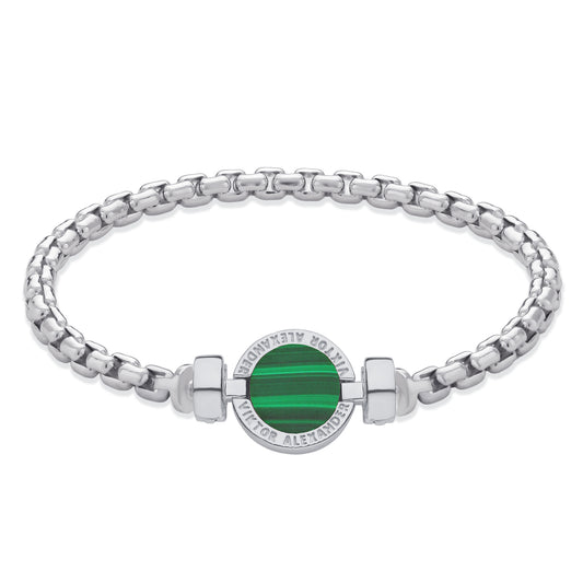 1889 Malachite 925 Silver Chain Link Bracelet