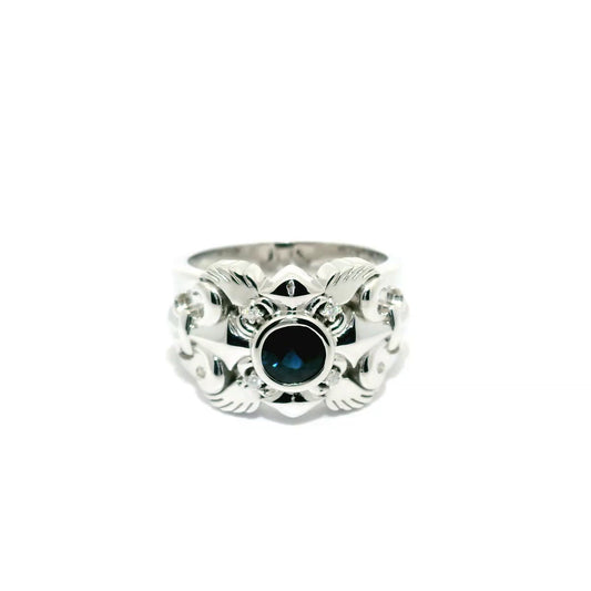 925PT WINDSOR ROUND SAPPHIRE RING