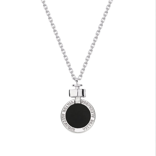 1889 Black Spinel 925 Silver Necklace