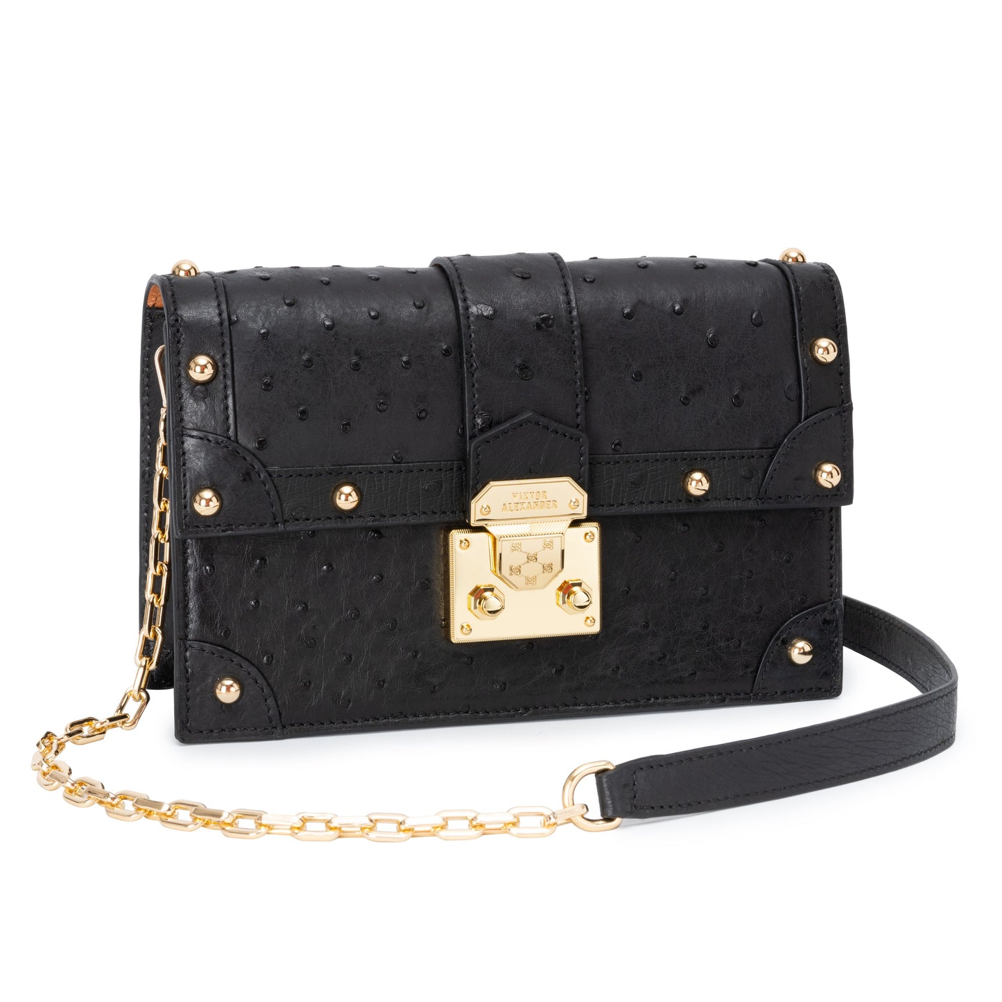 STRANTON BLACK OSTRICH BAG