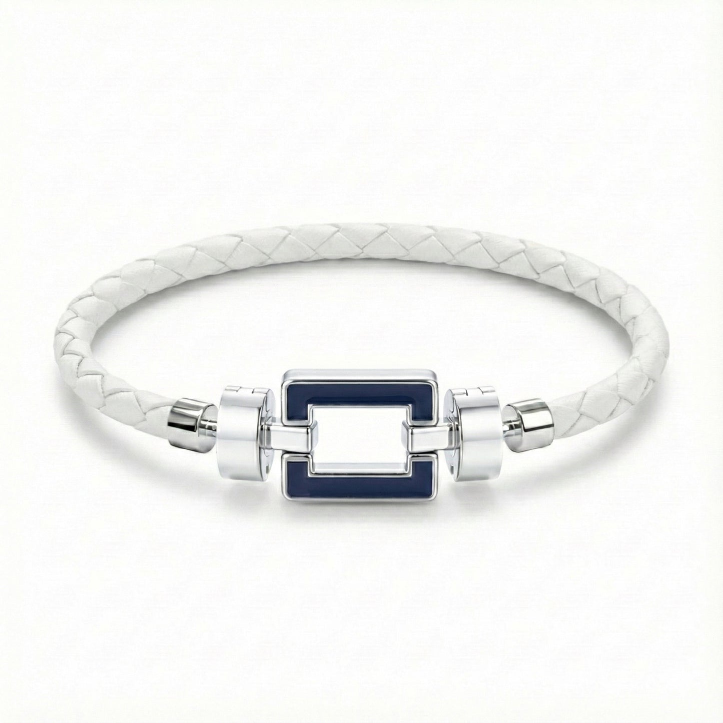 OPUS Metier D’art  925 Blue Enamel with Weaved Calf Bracelet