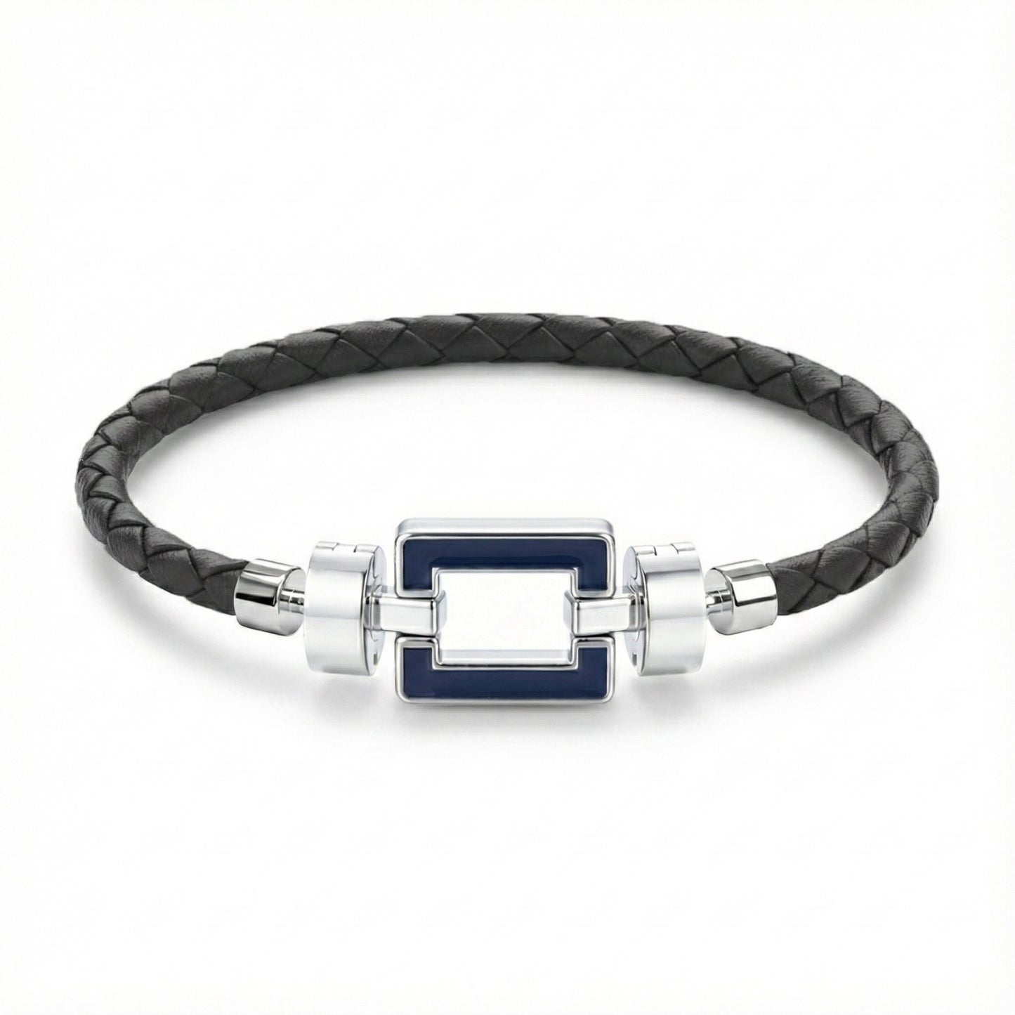 OPUS Metier D’art  925 Blue Enamel with Weaved Calf Bracelet