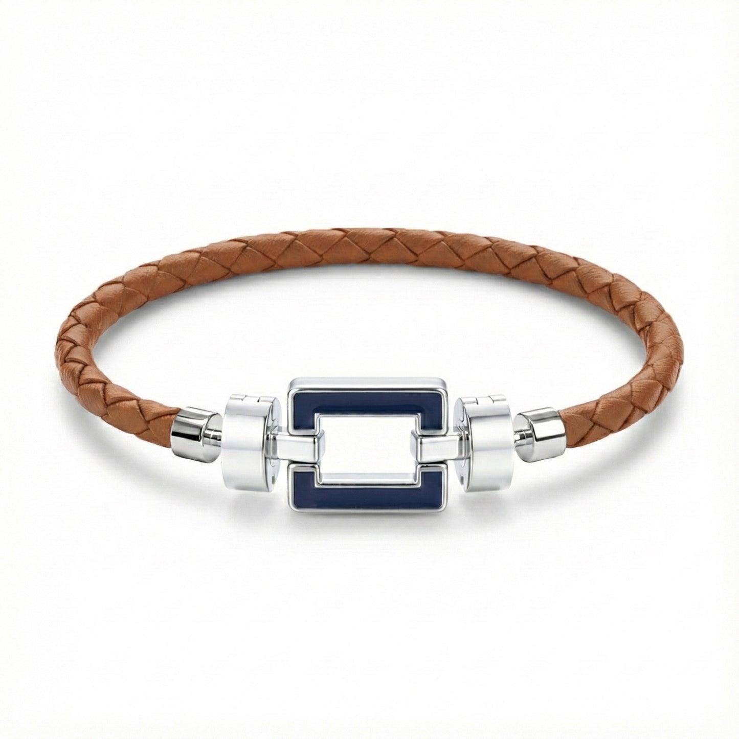OPUS Metier D’art  925 Blue Enamel with Weaved Calf Bracelet