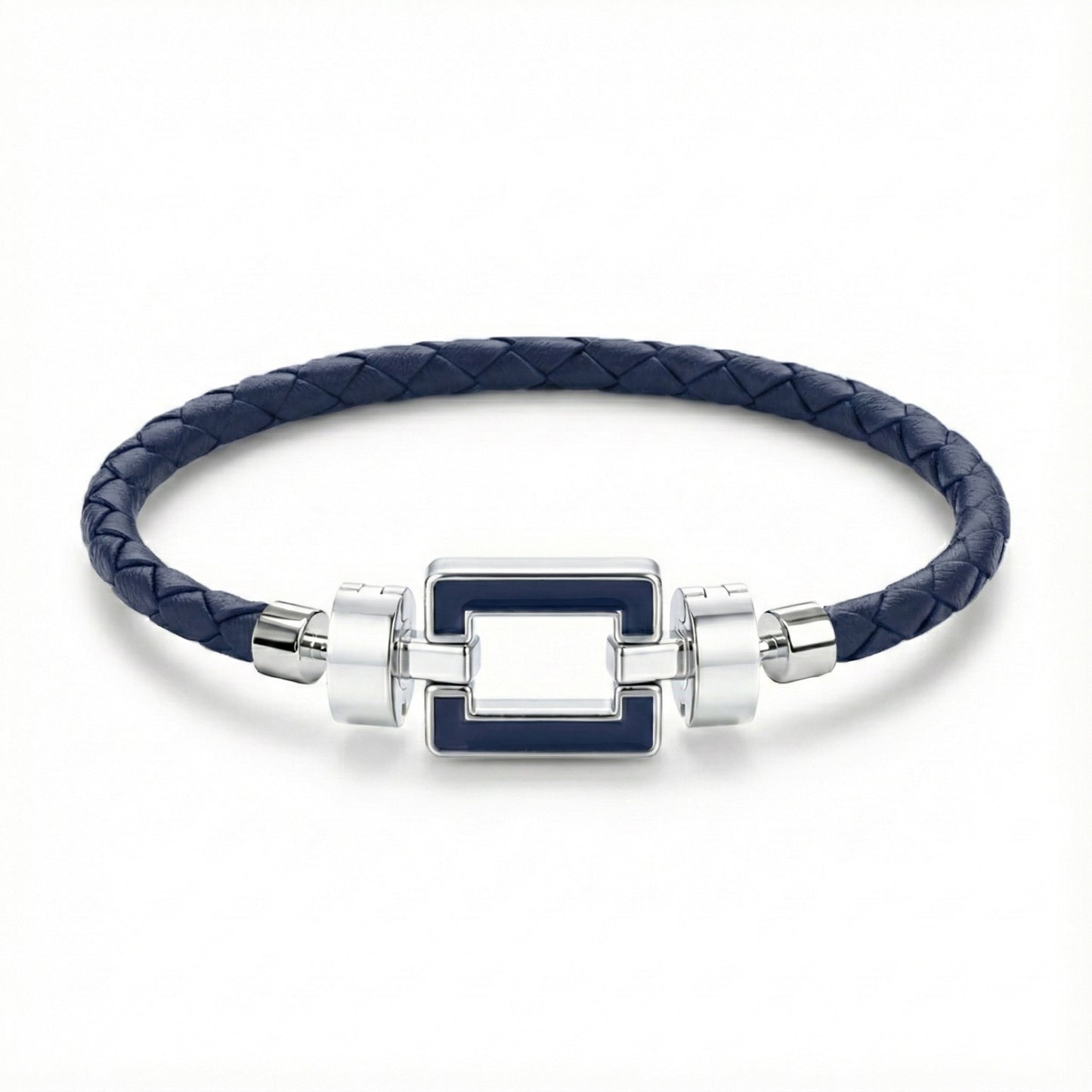 OPUS Metier D’art  925 Blue Enamel with Weaved Calf Bracelet