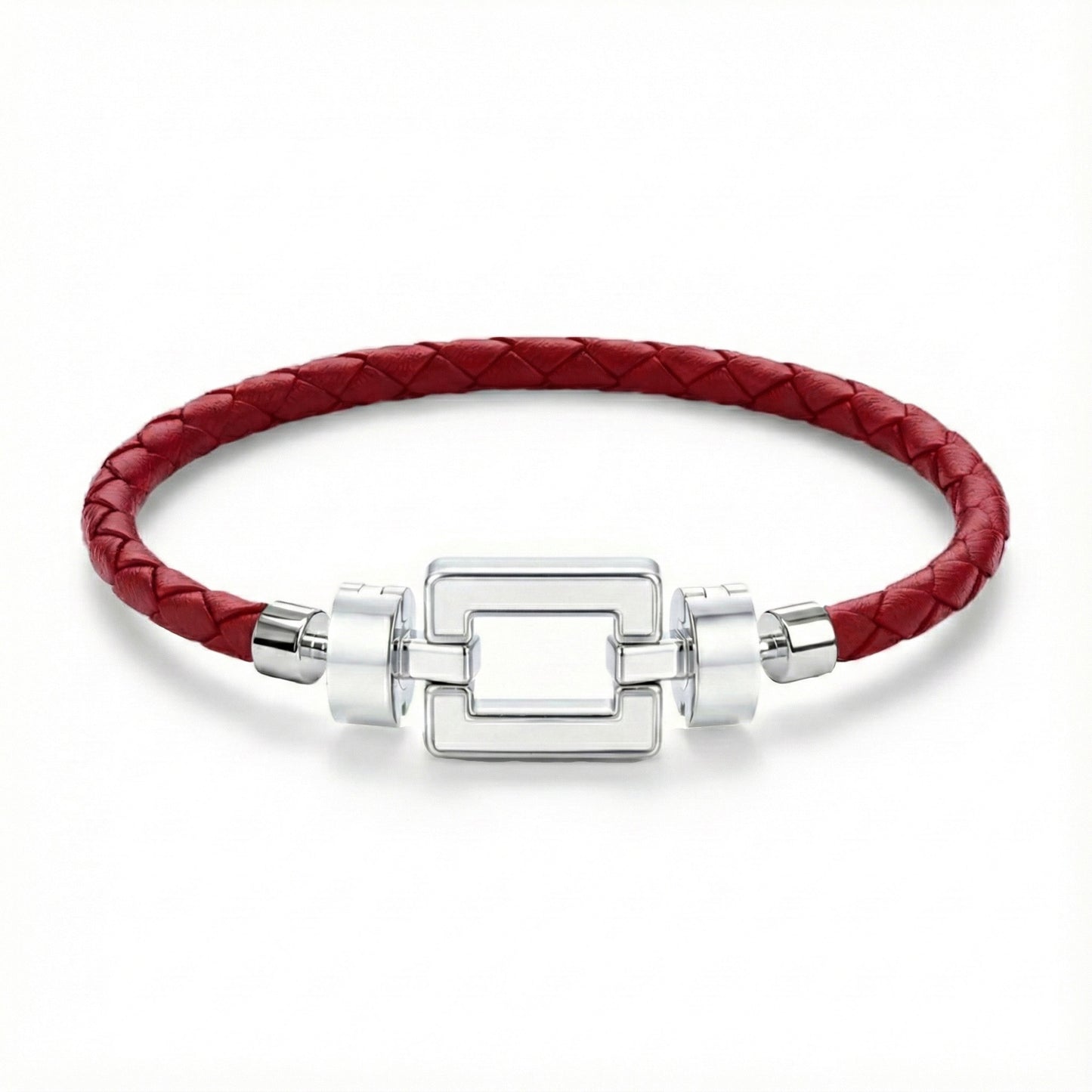 OPUS Metier D’art  925 White Enamel with Red Calf Bracelet