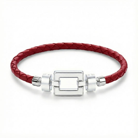 OPUS Metier D’art  925 White Enamel with Red Calf Bracelet