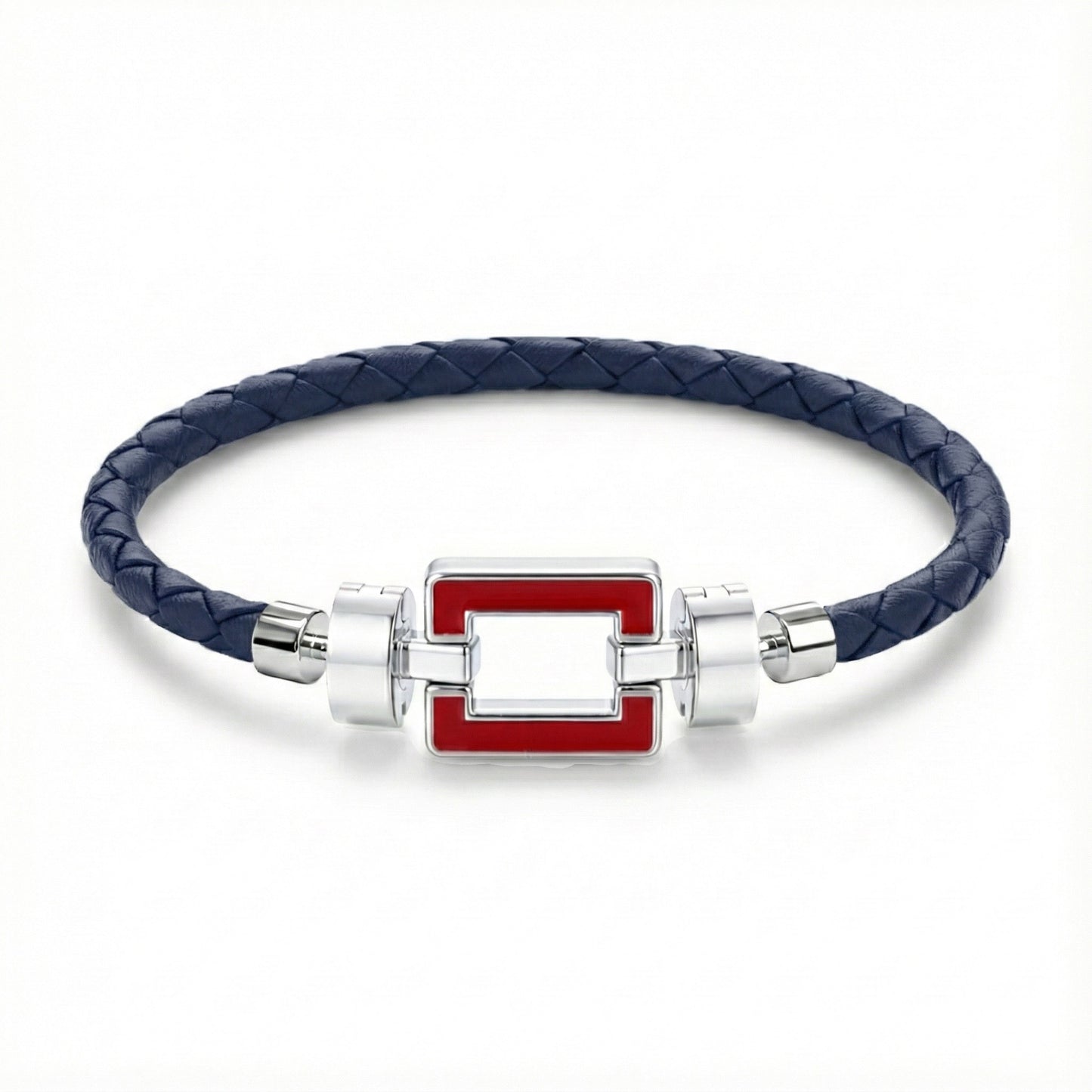 OPUS Metier D’art  925 Red Enamel with Weaved Calf Bracelet